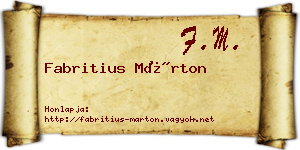 Fabritius Márton névjegykártya